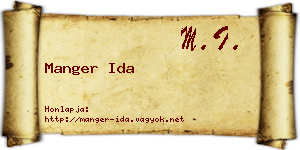 Manger Ida névjegykártya